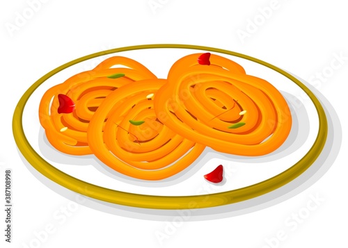jalebi Indian Sweets or Mithai Food Vector