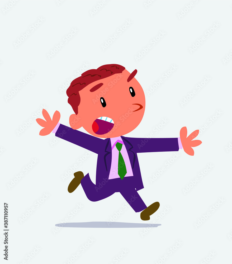 cartoon character of businessman running angry.