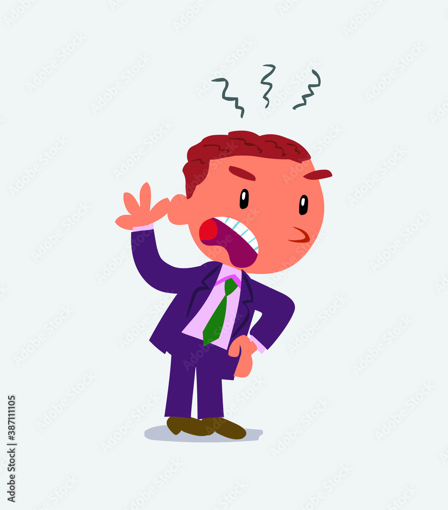 Indigned cartoon character of businessman vehemently shakes his hand. Indigned cartoon character of businessman vehemently shakes his hand.
