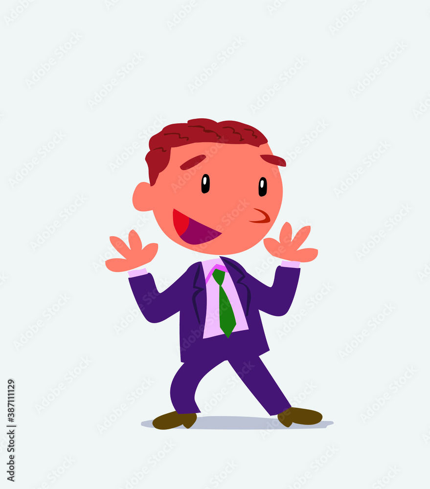 Pleasantly surprised cartoon character of businessman