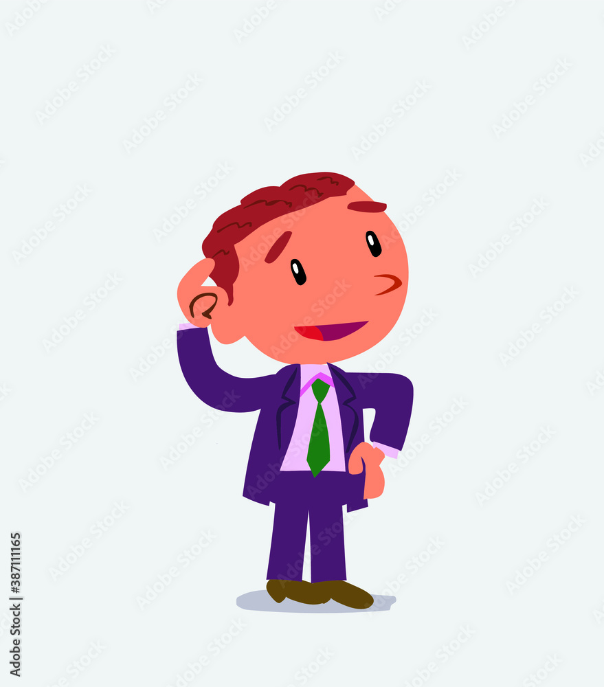 Thoughtful cartoon character of businessman scratching his head. Thoughtful cartoon character of businessman scratching his head.