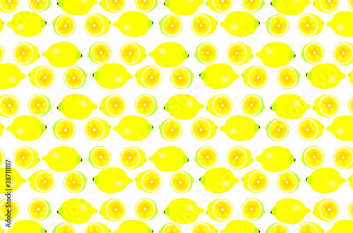 Fototapeta Naklejka Na Ścianę i Meble -  Lemon on white background - vector pattern