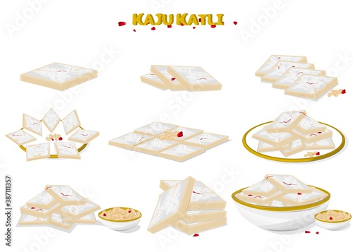 Kaju Katli Indian Sweets or Mithai Food Vector
