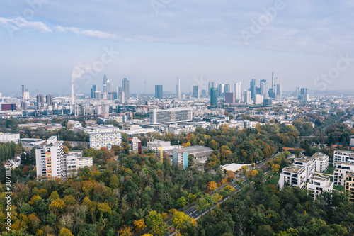 Luftaufnahme der Frankfurter Skyline
