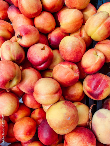 lots of ripe sweet nectarines to eat as a background