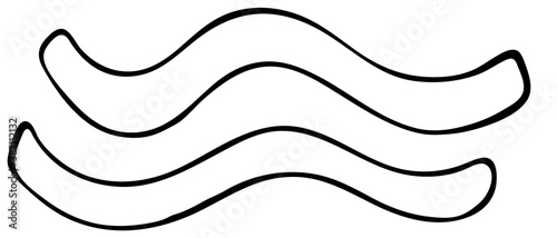 two wavy stripes, vector doodle style element, coloring book, isolated object