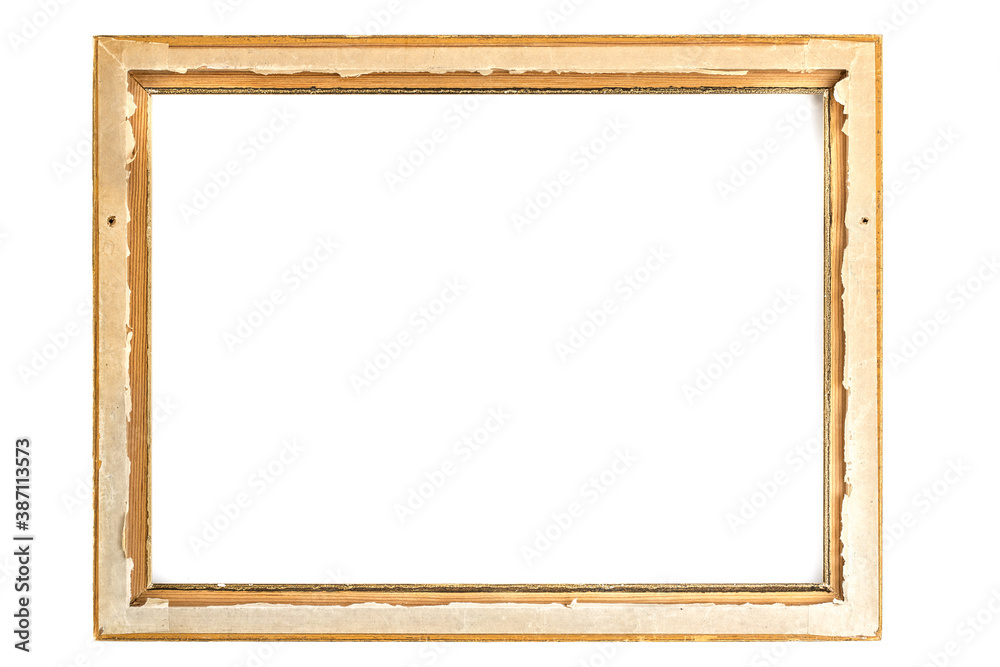 Old and torn wooden frame isolated on white background. Old and torn wooden frame isolated on white background.