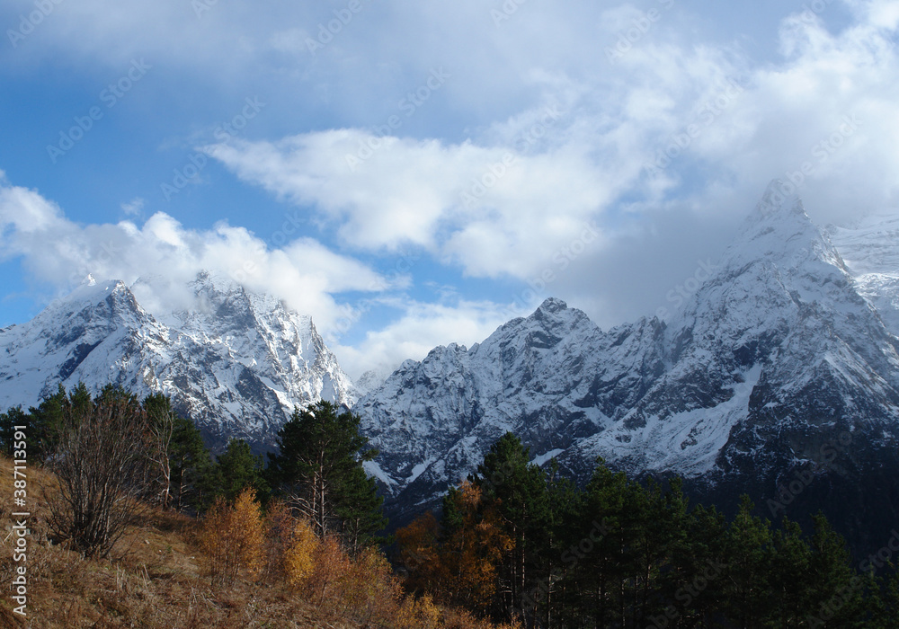 mountains and clouds