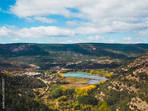 Beautiful autumn lagoon landscape. Cuenca, Spain.