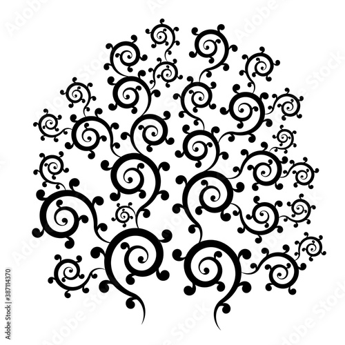 Magic tree - abstract vector illustration. Fairy tree is beautiful drawing for tattoo.