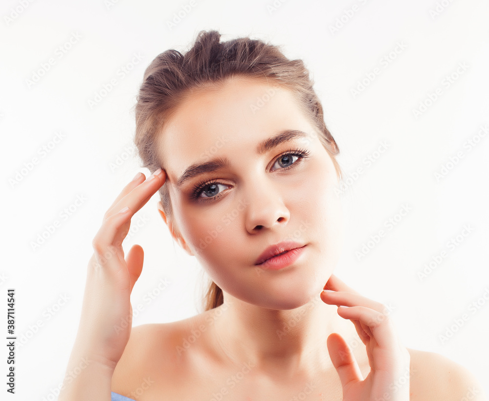 young pretty caucasian woman spa isolated on white background, beauty people making cosmetic care concept young pretty caucasian woman spa isolated on white background, beauty people making cosmetic care concept