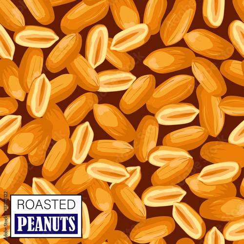 Roasted Peanut nut seed. Peanuts seamless pattern.