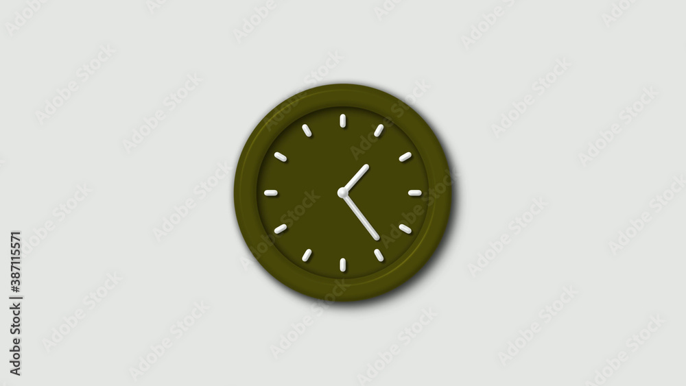 Yellow dark 12 hours 3d wall clock isolated on white background Yellow dark 12 hours 3d wall clock isolated on white background