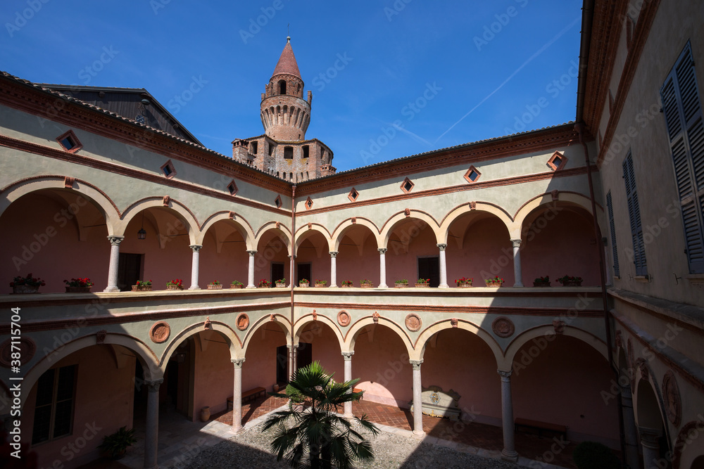 View of Rivalta castle in Rivalta Trebbia town, Piacenza province, Emilia Romagna, Italy