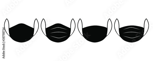 Medical face mask icon set. Medical face mask collection. Set of breathing protective medical respiratory.