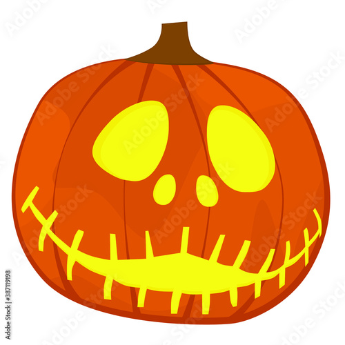 An orange pumpkin with a creepy smile.