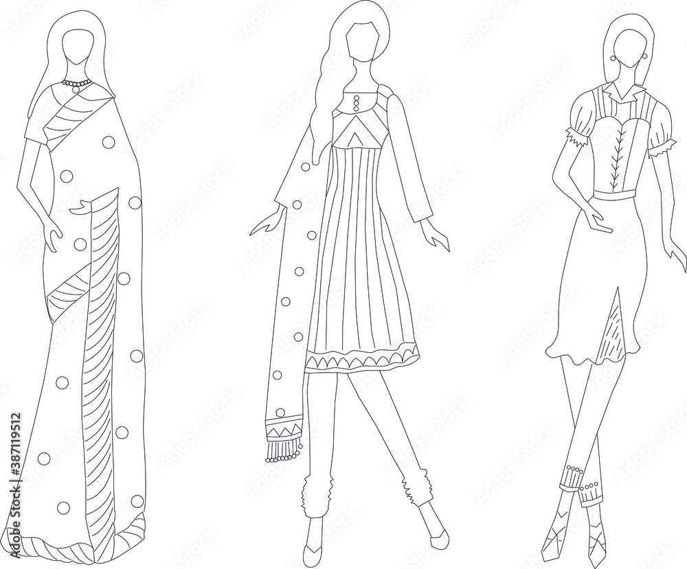 Handmade Female Fashion Design, Illustration