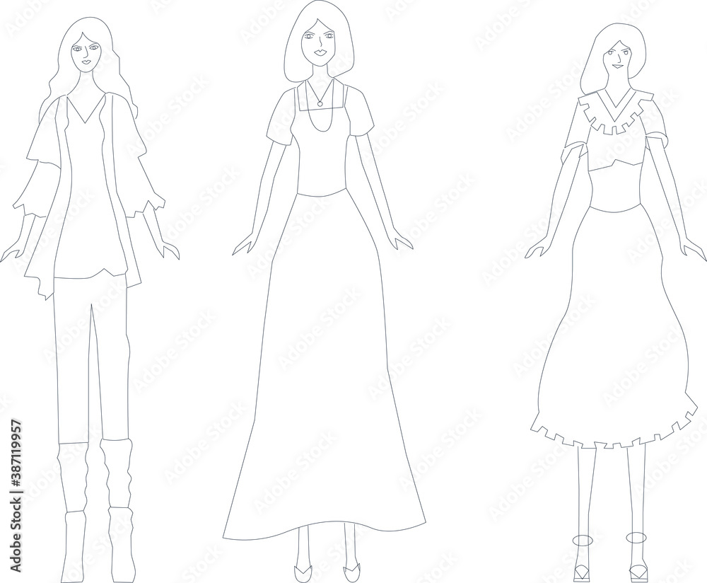 Handmade Female Fashion Design, Illustration Handmade Female Fashion Design, Illustration