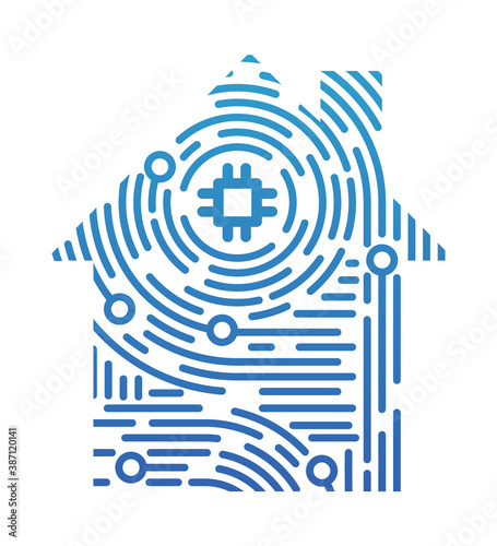 Concept Network and Cyber Security in fingerprint style, flat design vector illustration