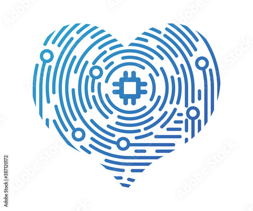 Concept Network and Cyber Security in fingerprint style, flat design vector illustration