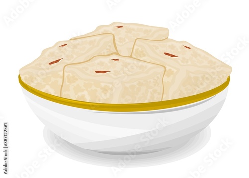 Kalakand Indian Sweets or Mithai Food Vector