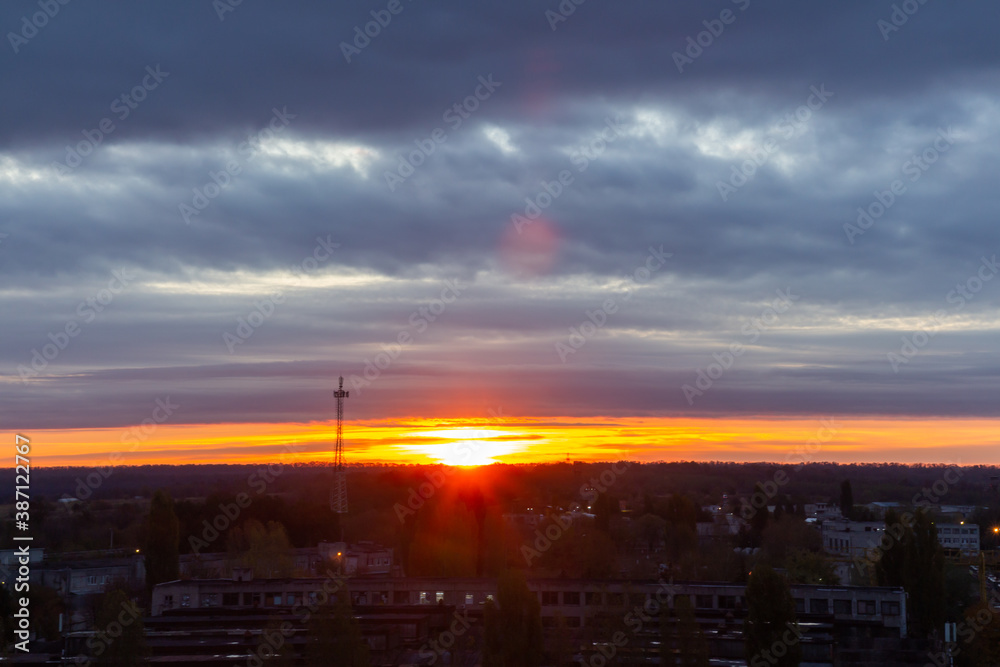 Sunrise over the City of Kharkiv, Ukraine