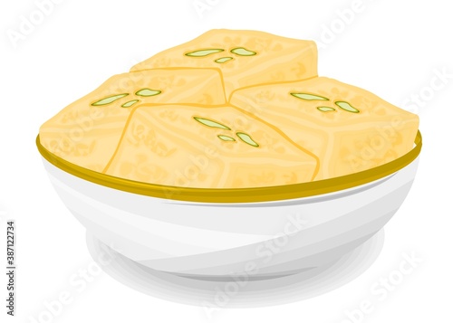 Kalakand Indian Sweets or Mithai Food Vector