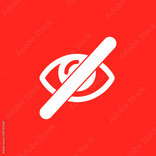 Eye with a diagonal line interface symbol for invisibility. Eps10 vector illustration