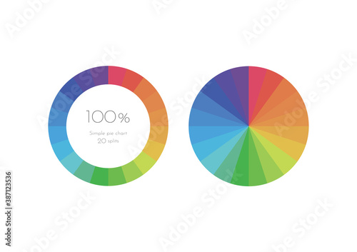 20分割したカラフルで使いやすいシンプルな円グラフ