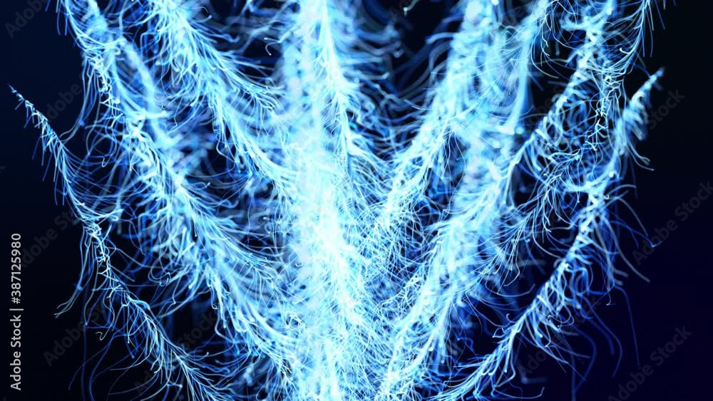 Abstract bg like winter frost pattern in 3d space. Particles form branches like frost patterns from blue christmas tree branches. Christmas background, spreading frost like a window freezes but in 3d. Abstract bg like winter frost pattern in 3d space. Particles form branches like frost patterns from blue christmas tree branches. Christmas background, spreading frost like a window freezes but in 3d.