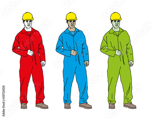 man with work clothes and helmet