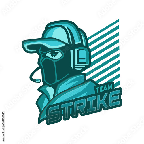 Monochromatic II Esport And Gaming Team Strike Logotype Blue Green