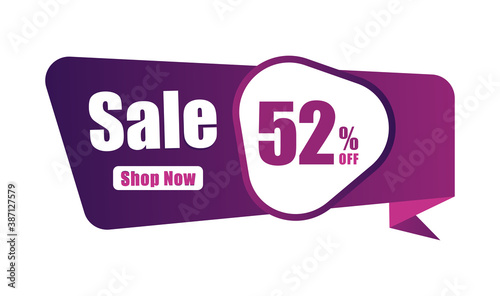 52% discount Sales banner, 52 percent Banners, New offer Discount sign banner
