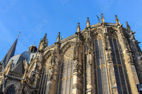 Aachen / Germany - December 28, 2019: The Aachen Cathedral is a Roman Catholic church and the see of the  Diocese of Aachen. It was constructed by order of the emperor Charlemagne. photo