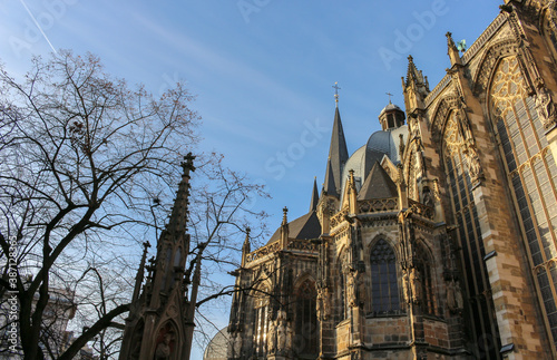 Aachen / Germany - December 28, 2019: The Aachen Cathedral is a Roman Catholic church and the see of the  Diocese of Aachen. It was constructed by order of the emperor Charlemagne. photo
