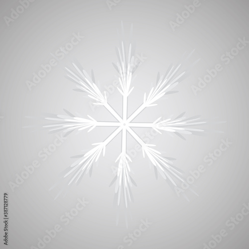  isolated, white snowflake on gray background