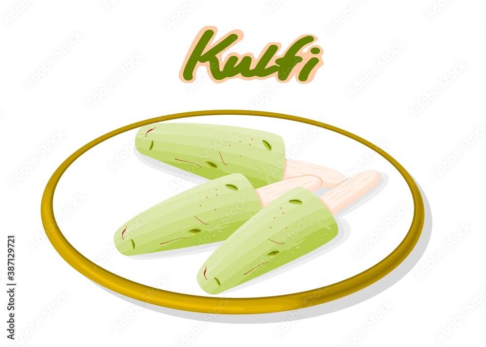 kulfi Indian Sweets or Mithai Food Vector kulfi Indian Sweets or Mithai Food Vector