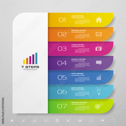 7 steps simple&editable process chart infographics element. EPS 10.