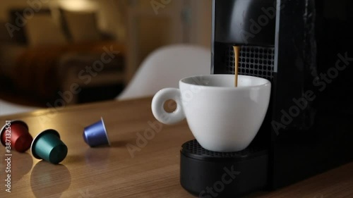 home espresso machine making coffee