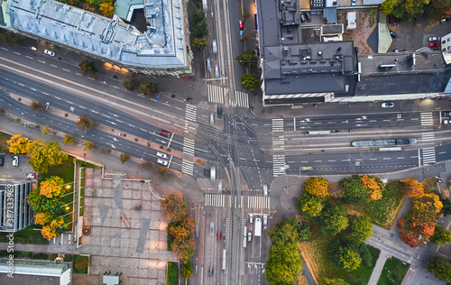 Obraz na płótnie Aerial view of the intersection in Helsinki, Finland. w salonie