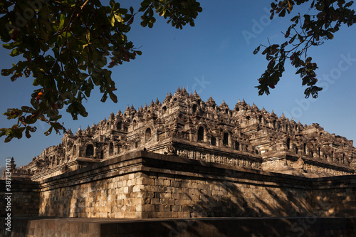 Panoramic view of Borobudur Buddhist Temple in Java, Indonesia