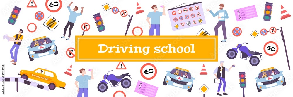 Fototapeta premium Driving School Pattern