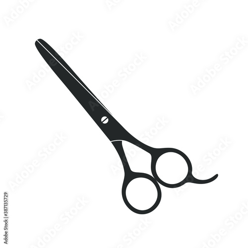 Scissors graphic icon. Shears for hair cutting sign isolated on white background. Barber symbol. Vector illustration