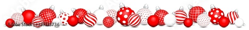 Schmales Banner Weihnachtskugeln Mit Muster Rot Weiß Silber