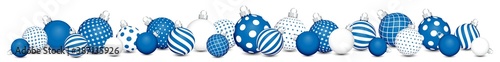 Schmales Banner Weihnachtskugeln Mit Muster Blau Weiß Silber