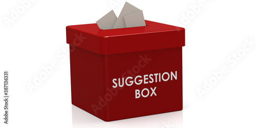 Fotografija Red suggestion box isolated on white background