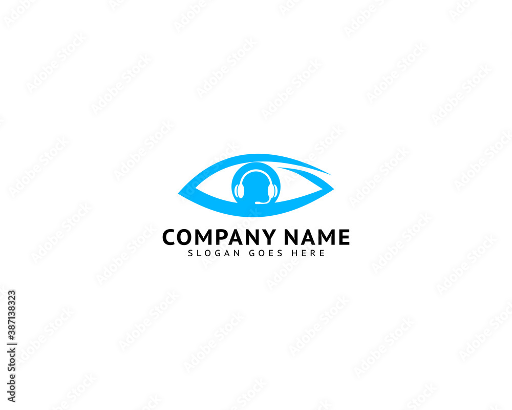 Headphone logo design combined with eye vector Headphone logo design combined with eye vector