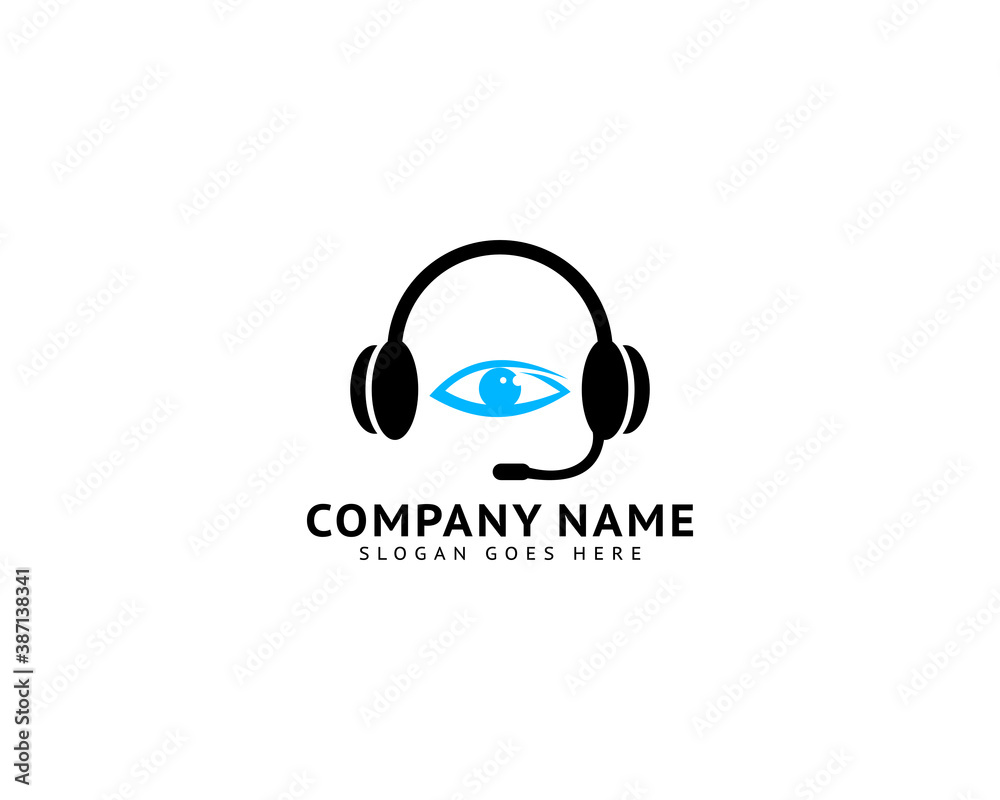 Headphone logo design combined with eye vector Headphone logo design combined with eye vector