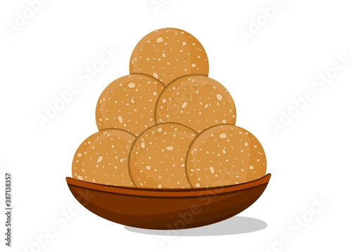 Atta Laddu,Churma Laddu Indian Sweets or Mithai Food Vector