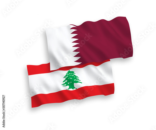 Flags of Lebanon and Qatar on a white background